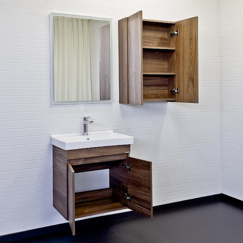 Тумба с раковиной Comforty Осло 60 00-00011149 подвесная Дуб темно-коричневый, купить, цена, заказать, магазин, доставка, скидка, промокод, купить, цена, заказать, магазин, доставка, скидка, промокод