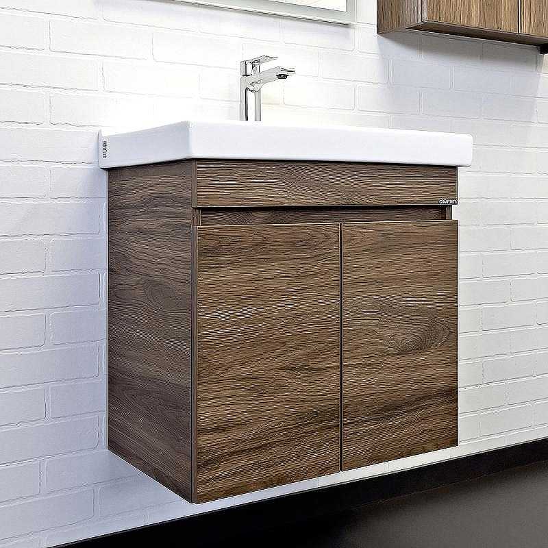 Тумба с раковиной Comforty Осло 60 00-00011149 подвесная Дуб темно-коричневый, купить, цена, заказать, магазин, доставка, скидка, промокод, купить, цена, заказать, магазин, доставка, скидка, промокод