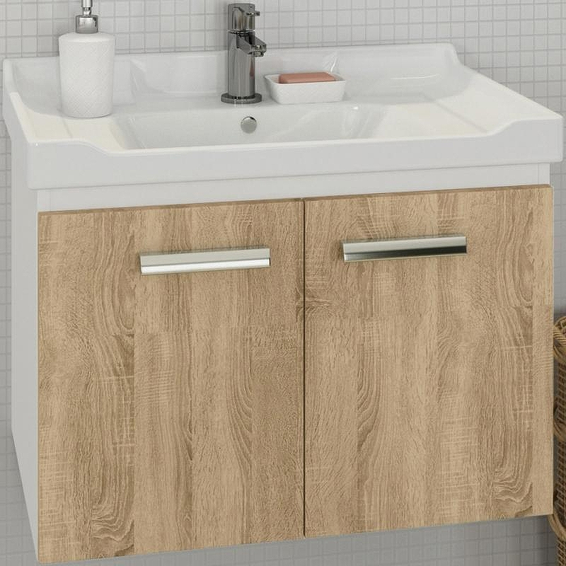 Тумба с раковиной Comforty Рига 60 00004142213 подвесная Дуб сонома, купить, цена, заказать, магазин, доставка, скидка, промокод, купить, цена, заказать, магазин, доставка, скидка, промокод