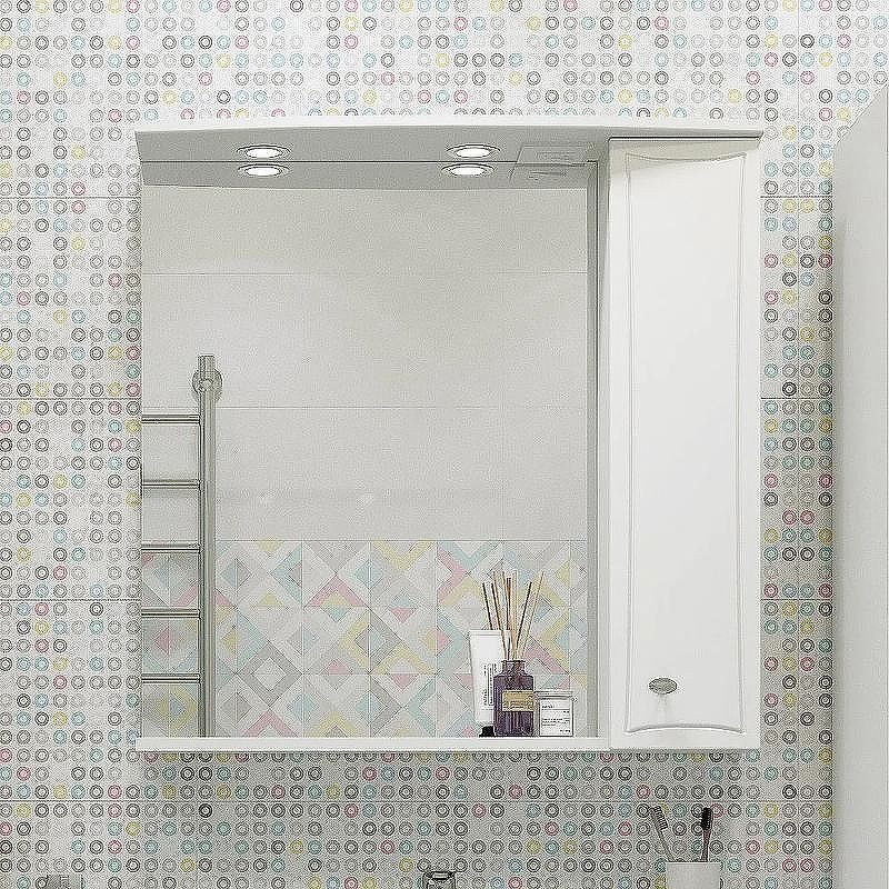 Зеркало со шкафом DIWO Кострома 75 R KOS.Z.75/P/W с подсветкой Белое, купить, цена, заказать, магазин, доставка, скидка, промокод, купить, цена, заказать, магазин, доставка, скидка, промокод