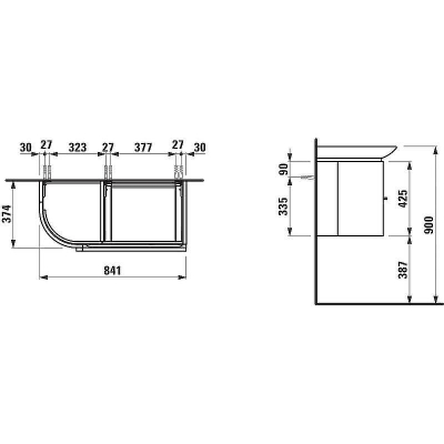 Тумба под раковину Laufen Palace 84 L 4.0153.2.075.463.1 подвесная Белая матовая