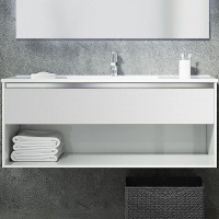 Тумба с раковиной SanVit Контур 120 kkont120 в цвете Ral подвесная Белый глянец, купить, цена, заказать, магазин, доставка, скидка, промокод, купить, цена, заказать, магазин, доставка, скидка, промокод