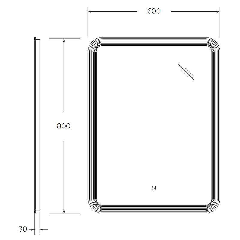 Зеркало Cezares Duet 60 CZR-SPC-DUET-600-800-LED-TCH с подсветкой с лазерной гравировкой и сенсорным выключателем, купить, цена, заказать, магазин, доставка, скидка, промокод, купить, цена, заказать, магазин, доставка, скидка, промокод
