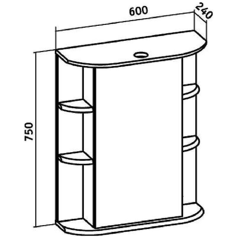 Зеркальный шкаф Runo Гиро 60 R 00000000025 с подсветкой Белый, купить, цена, заказать, магазин, доставка, скидка, промокод, купить, цена, заказать, магазин, доставка, скидка, промокод