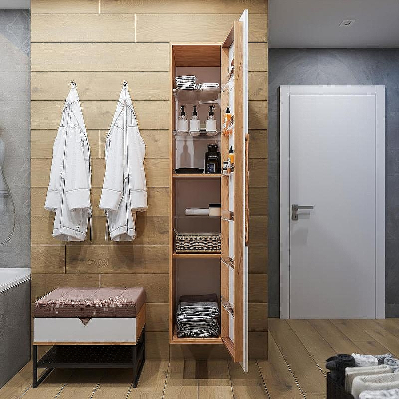 Шкаф пенал Бриклаер Форест 35 4627125416712 подвесной Дуб золотой Белый глянец, купить, цена, заказать, магазин, доставка, скидка, промокод, купить, цена, заказать, магазин, доставка, скидка, промокод