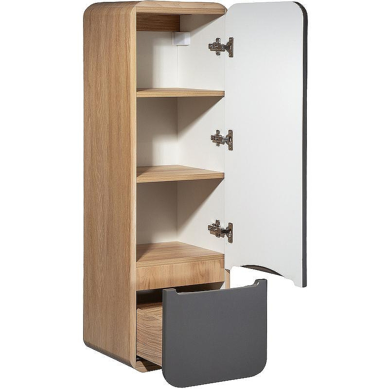 Шкаф пенал Runo Ницца 35 R 00-00002129 подвесной Дуб натуральный Графит, купить, цена, заказать, магазин, доставка, скидка, промокод, купить, цена, заказать, магазин, доставка, скидка, промокод