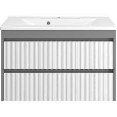 Тумба с раковиной Brevita Balaton 90 УТ000012300 подвесная Белая матовая Серая матовая