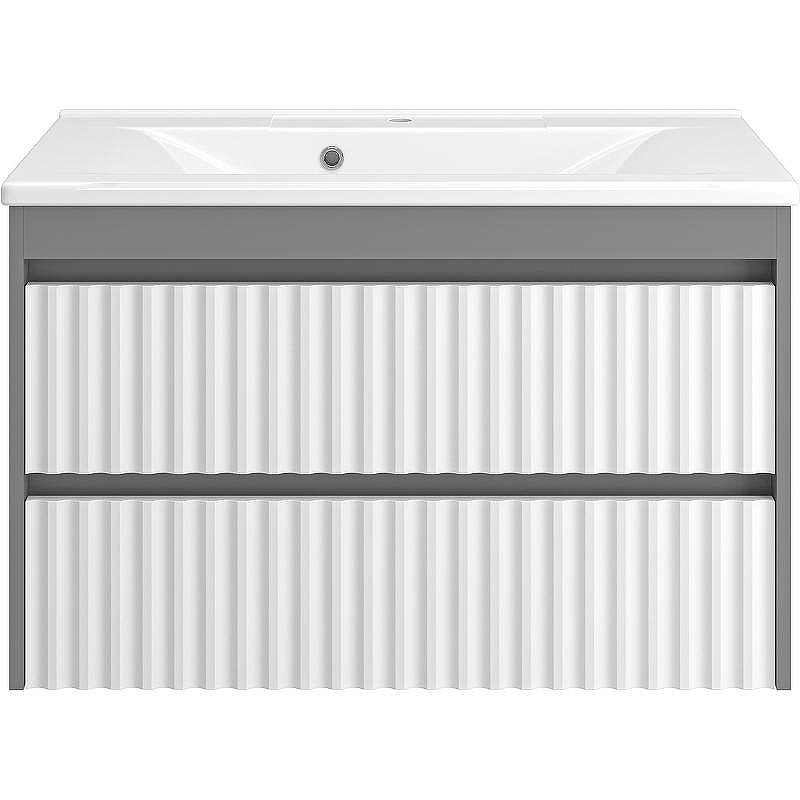 Тумба с раковиной Brevita Balaton 90 УТ000012300 подвесная Белая матовая Серая матовая, купить, цена, заказать, магазин, доставка, скидка, промокод, купить, цена, заказать, магазин, доставка, скидка, промокод