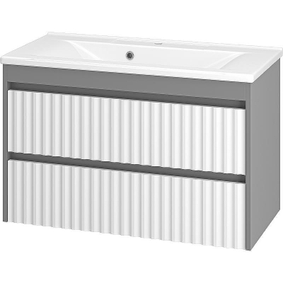 Тумба с раковиной Brevita Balaton 90 УТ000012300 подвесная Белая матовая Серая матовая