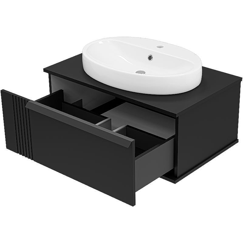 Тумба с раковиной Brevita Savoy 80 УТ000014894 подвесная Черная матовая, купить, цена, заказать, магазин, доставка, скидка, промокод, купить, цена, заказать, магазин, доставка, скидка, промокод