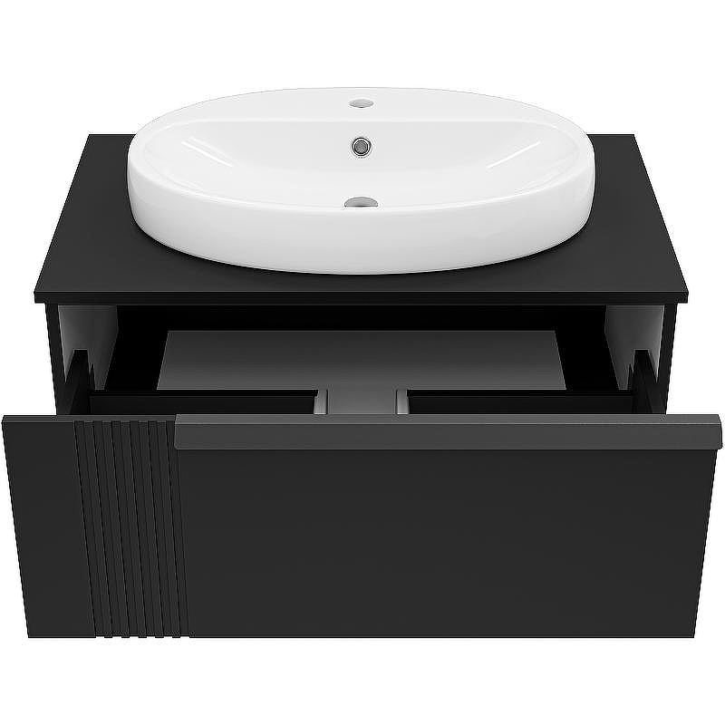 Тумба с раковиной Brevita Savoy 80 УТ000014894 подвесная Черная матовая, купить, цена, заказать, магазин, доставка, скидка, промокод, купить, цена, заказать, магазин, доставка, скидка, промокод