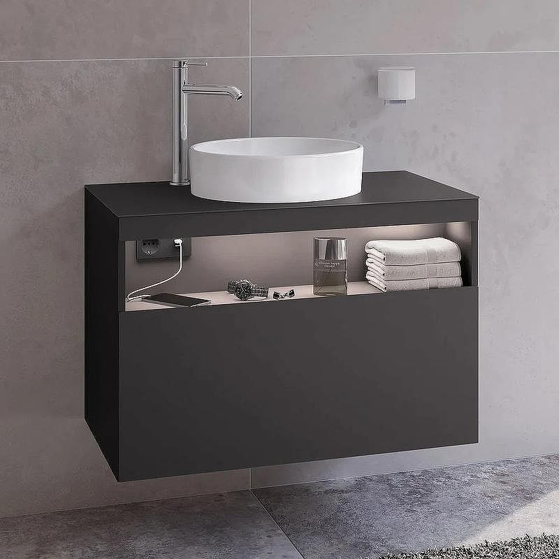Тумба под раковину Keuco Stageline 80 32864970100 подвесная с подсветкой Вулканит, купить, цена, заказать, магазин, доставка, скидка, промокод, купить, цена, заказать, магазин, доставка, скидка, промокод