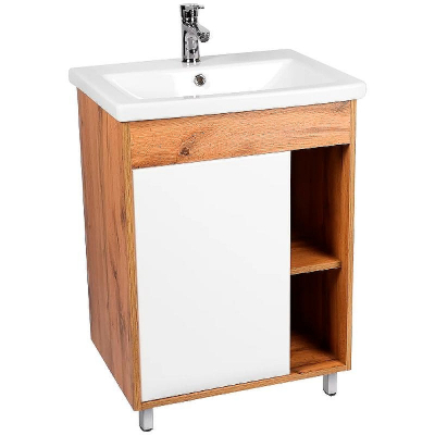 Тумба под раковину VIANT Бостон 60 VBOS60CO-T1ST Белая Дуб Вотан