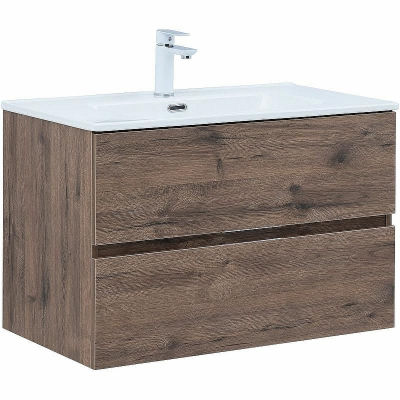 Тумба под раковину Aquanet Алвита New 80 334186 подвесная Дуб веллингтон табак