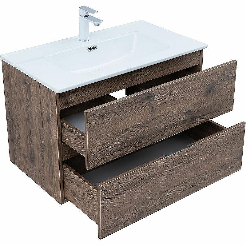 Тумба под раковину Aquanet Алвита New 80 334186 подвесная Дуб веллингтон табак, купить, цена, заказать, магазин, доставка, скидка, промокод, купить, цена, заказать, магазин, доставка, скидка, промокод