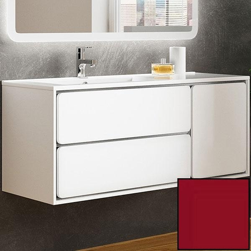 Тумба с раковиной SanVit Бруно-2 120 L kbruno2120 в цвете Ral подвесная Красный глянец, купить, цена, заказать, магазин, доставка, скидка, промокод, купить, цена, заказать, магазин, доставка, скидка, промокод