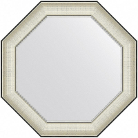 Зеркало Evoform Octagon 64x64 BY 7440 в багетной раме - Белая кожа с хромом 78, купить, цена, заказать, магазин, доставка, скидка, промокод, купить, цена, заказать, магазин, доставка, скидка, промокод
