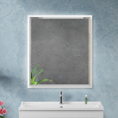 Зеркало Cezares Interni 80 CZR-SPC-INT-800-900-LED-TCH-WARM-BL с подсветкой Bianco Lucido с сенсорным выключателем и подогревом