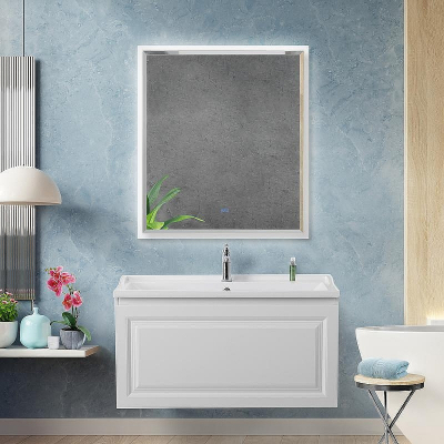 Зеркало Cezares Interni 80 CZR-SPC-INT-800-900-LED-TCH-WARM-BL с подсветкой Bianco Lucido с сенсорным выключателем и подогревом