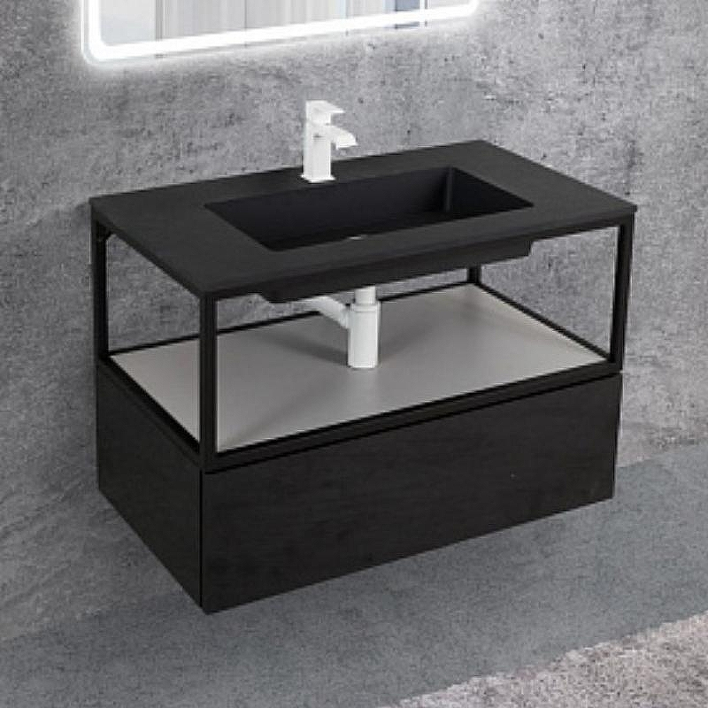 Тумба Cezares Cadro 80 CADRO-80-1C-SO-NR-BLUM подвесная Черная матовая, купить, цена, заказать, магазин, доставка, скидка, промокод, купить, цена, заказать, магазин, доставка, скидка, промокод