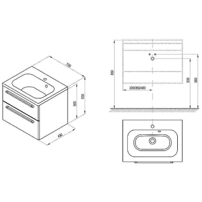 Тумба под раковину Ravak SD Chrome II 70 X000000921 подвесная Капучино Белая