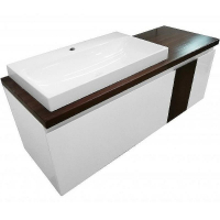 Тумба с раковиной Эстет Malibu 140 L ФР-00007126 подвесная Белая Темное дерево, купить, цена, заказать, магазин, доставка, скидка, промокод, купить, цена, заказать, магазин, доставка, скидка, промокод