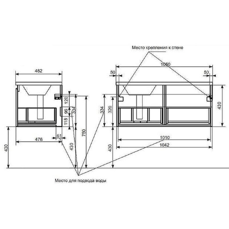 Тумба с раковиной Эстет Dallas Luxe 105 R ФР-00009679 подвесная Белая, купить, цена, заказать, магазин, доставка, скидка, промокод, купить, цена, заказать, магазин, доставка, скидка, промокод
