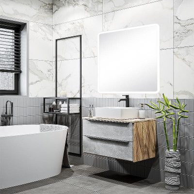 Тумба под раковину Runo Мальта 85 00-00001100 Серая Дуб