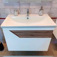 Тумба под раковину Бриклаер Брайтон 80 4627125415821 подвесная Белая матовая Дуб Кера, купить, цена, заказать, магазин, доставка, скидка, промокод, купить, цена, заказать, магазин, доставка, скидка, промокод