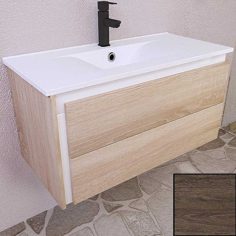 Тумба с раковиной SanVit Линк 100 klink100 с фактурой под дерево подвесная Орех седой темный, купить, цена, заказать, магазин, доставка, скидка, промокод, купить, цена, заказать, магазин, доставка, скидка, промокод