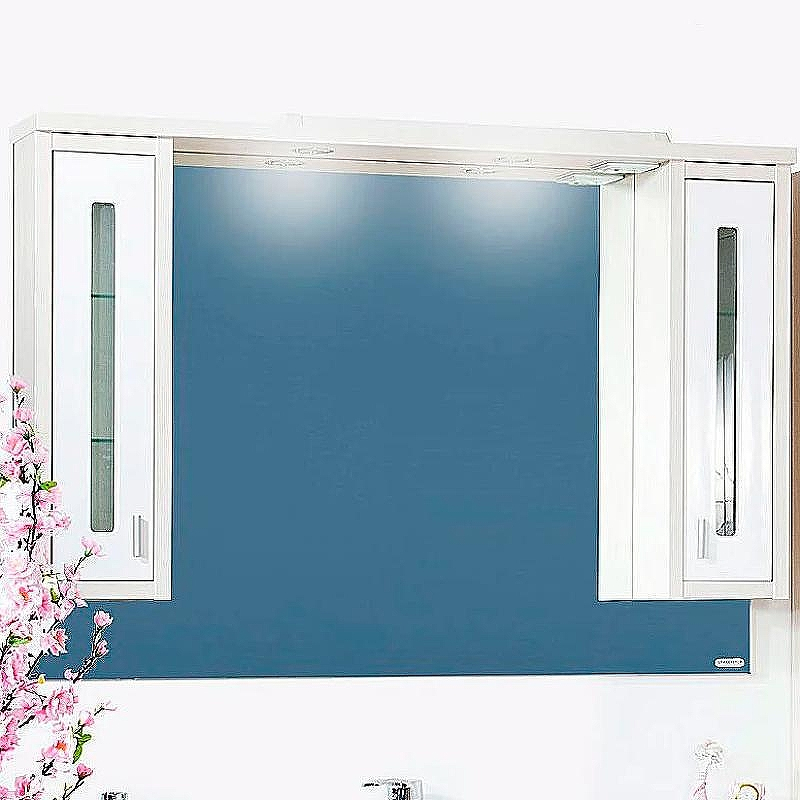 Зеркало со шкафом Бриклаер Бали 120 4627125411984 с подсветкой Светлая лиственница Белое глянцевое, купить, цена, заказать, магазин, доставка, скидка, промокод, купить, цена, заказать, магазин, доставка, скидка, промокод