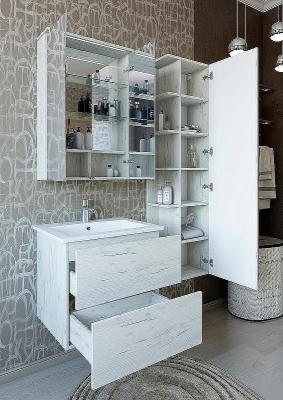 Зеркальный шкаф Sanflor Чикаго 60 С08222 с подсветкой Дуб крафт белый