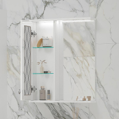 Зеркало со шкафом Volna Milena 55 L zsMLN55.L-01 с подсветкой Белое