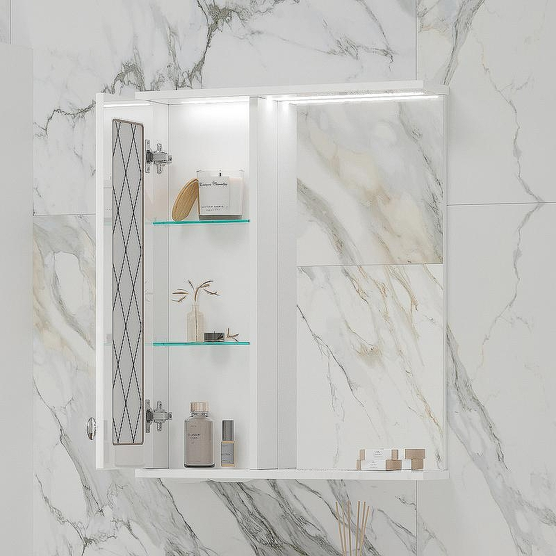 Зеркало со шкафом Volna Milena 55 L zsMLN55.L-01 с подсветкой Белое, купить, цена, заказать, магазин, доставка, скидка, промокод, купить, цена, заказать, магазин, доставка, скидка, промокод