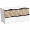 Тумба под раковину Sancos Delta 100 R DL100RW подвесная Дуб светлый Белая, купить, цена, заказать, магазин, доставка, скидка, промокод, купить, цена, заказать, магазин, доставка, скидка, промокод