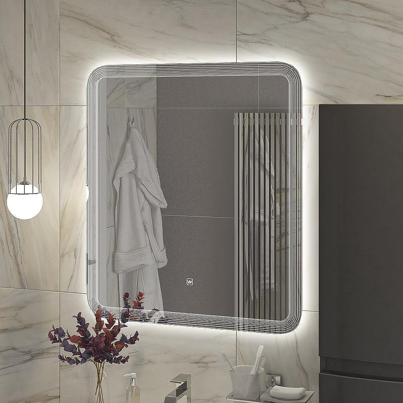 Зеркало Cezares Duet 70 CZR-SPC-DUET-700-800-LED-TCH с подсветкой с лазерной гравировкой и сенсорным выключателем, купить, цена, заказать, магазин, доставка, скидка, промокод, купить, цена, заказать, магазин, доставка, скидка, промокод