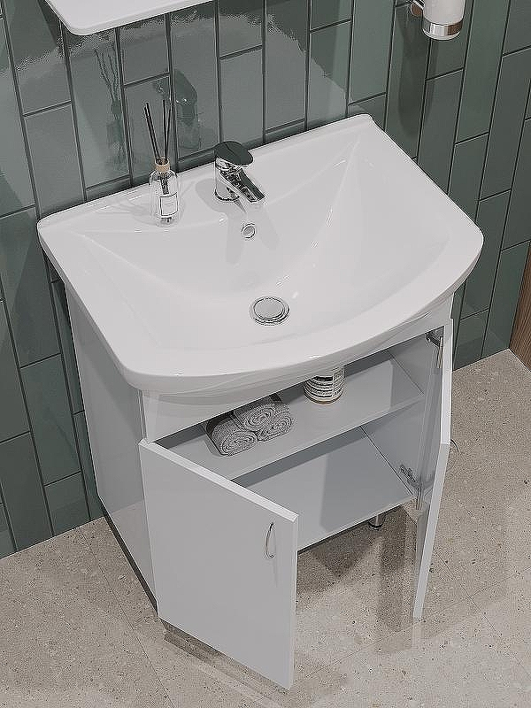 Тумба с раковиной Orange Лайт 60 LA-60TUW+GR Белый глянец, купить, цена, заказать, магазин, доставка, скидка, промокод, купить, цена, заказать, магазин, доставка, скидка, промокод