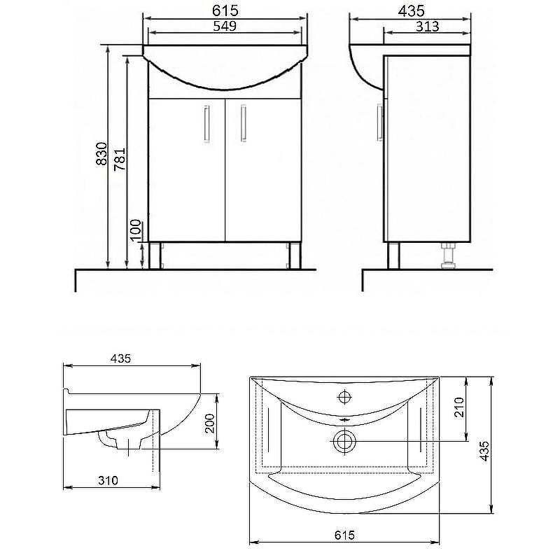 Тумба с раковиной Orange Лайт 60 LA-60TUW+GR Белый глянец, купить, цена, заказать, магазин, доставка, скидка, промокод, купить, цена, заказать, магазин, доставка, скидка, промокод