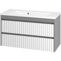 Тумба с раковиной Brevita Balaton 100 УТ000012298 подвесная Белая матовая Серая матовая, купить, цена, заказать, магазин, доставка, скидка, промокод, купить, цена, заказать, магазин, доставка, скидка, промокод