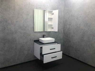 Зеркало со шкафом Comforty Амстердам 75 00004144209 Белый глянец