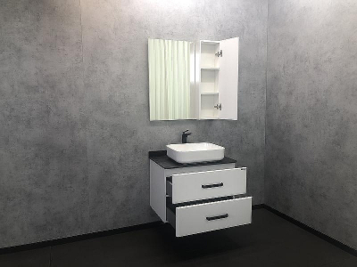 Зеркало со шкафом Comforty Амстердам 75 00004144209 Белый глянец