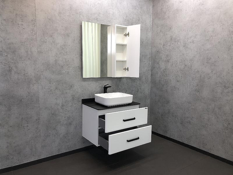 Зеркало со шкафом Comforty Амстердам 75 00004144209 Белый глянец, купить, цена, заказать, магазин, доставка, скидка, промокод, купить, цена, заказать, магазин, доставка, скидка, промокод