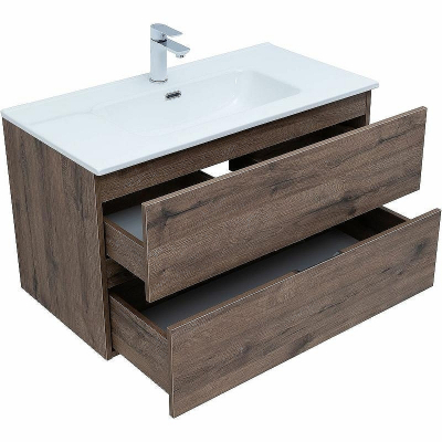 Тумба под раковину Aquanet Алвита New 90 334187 подвесная Дуб веллингтон табак