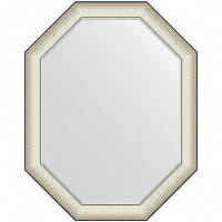 Зеркало Evoform Octagon 94x74 BY 7445 в багетной раме - Белая кожа с хромом 78, купить, цена, заказать, магазин, доставка, скидка, промокод, купить, цена, заказать, магазин, доставка, скидка, промокод