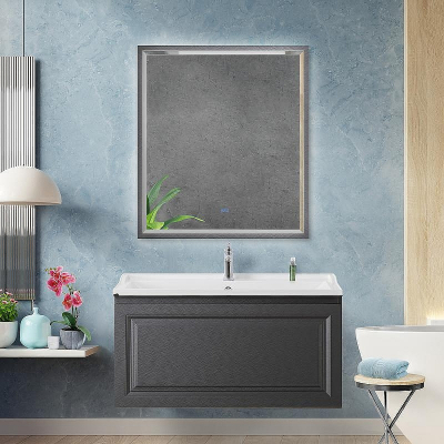 Зеркало Cezares Interni 80 CZR-SPC-INT-800-900-LED-TCH-WARM-TIT с подсветкой Tитан с сенсорным выключателем и подогревом