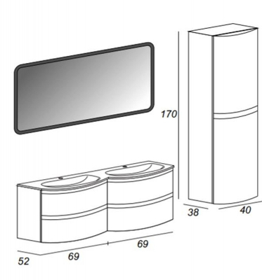 Шкаф пенал Cezares Bellagio 40 54721 подвесной Grafite