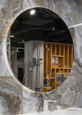 Зеркало Boheme Modern 80x70 543-080-B с подсветкой Черное с сенсорным выключателем и подогревом