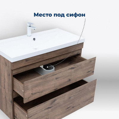 Тумба под раковину Aquanet Нота New 75 344142 Дуб веллингтон табак