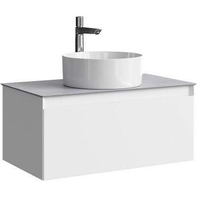 Тумба под раковину Aqwella Geometria 80 GE01081WM подвесная Белая матовая