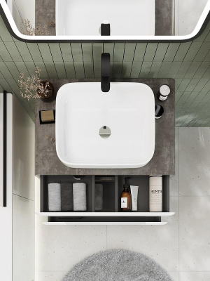 Тумба под раковину Art&Max Genova 80 AM-Genova-800-2C-SO-BC подвесная Белая глянцевая Бетон бромо